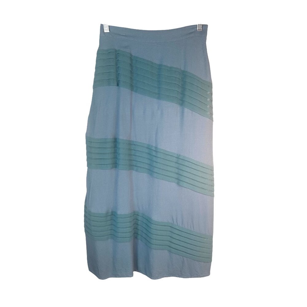 Soft Surroundings XS Blue Striped Midi Skirt PXS 100% Polyester & Viscose